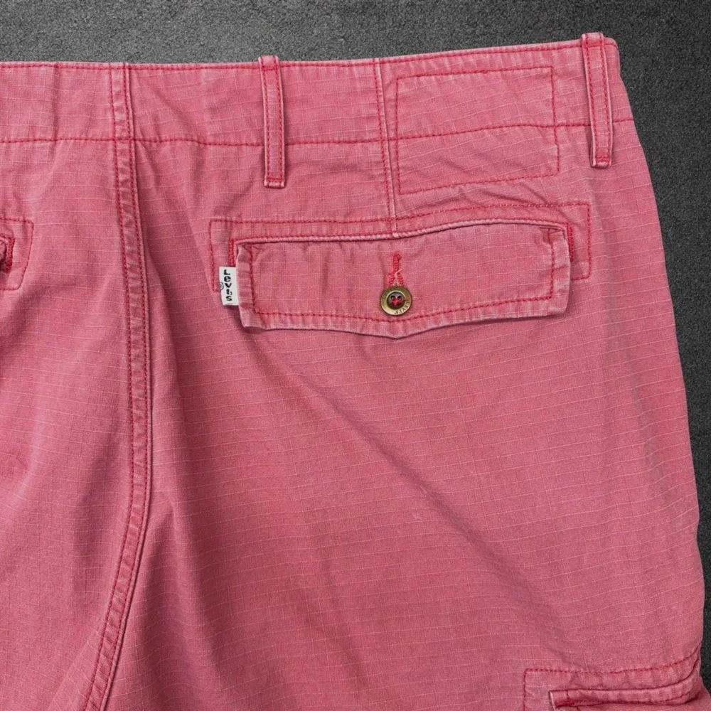 Levi Strauss Ripstop Cargo Shorts Men's 38 Pink Salmon Cotton Casual Utility